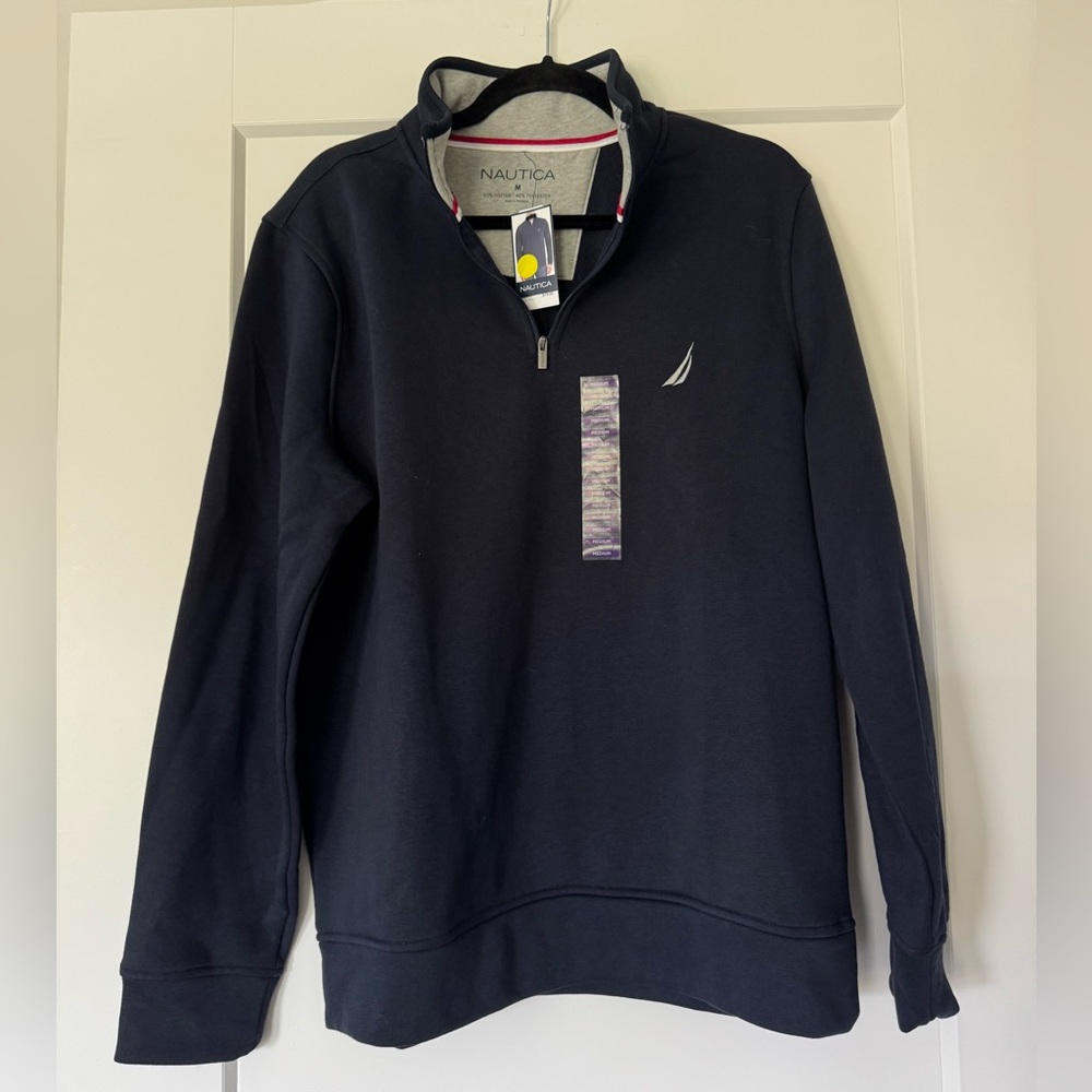 NWT Nautica Men's Navy Zip-Up Sweater Size M